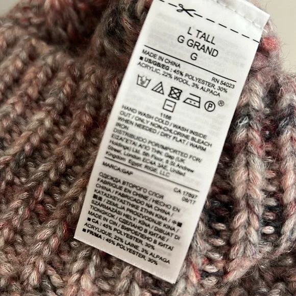 Gap Mauve Wool Blend Cable Knit Sweater SZ Large Tall NWT - Picture 7 of 7